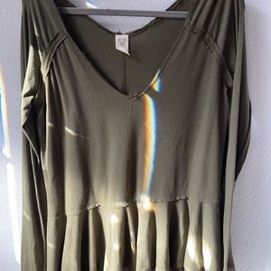 Free People long sleeve green top